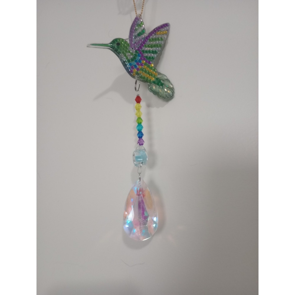 Hummingbird Diamond Art Suncatcher Rainbow Crystal Prism Window Hanging Decor